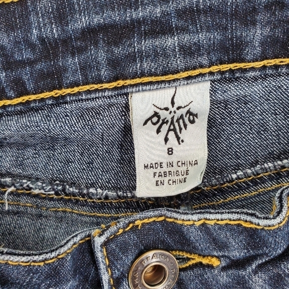 Prana Jeans Womens 8 Blue Bootcut Dark Blue Stretch Embroidered 27x32.5 - Picture 10 of 13